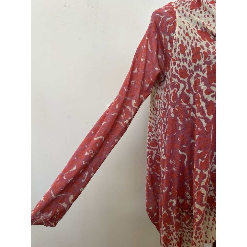 Zadig & Voltaire Drape Cardigan Red Animal Print Linen Blend Open Front Sz U (S) - Picture 5 of 7